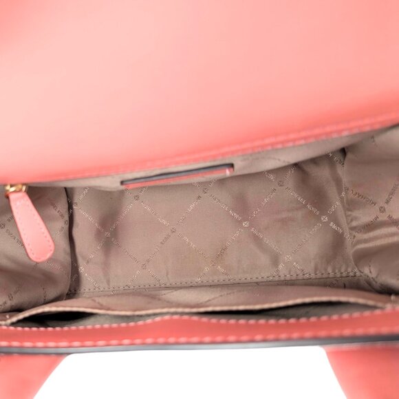 Michael Kors Carmen Sherbet Signature PVC Leather 2 Way Satchel Crossbody Purse - Picture 7 of 9